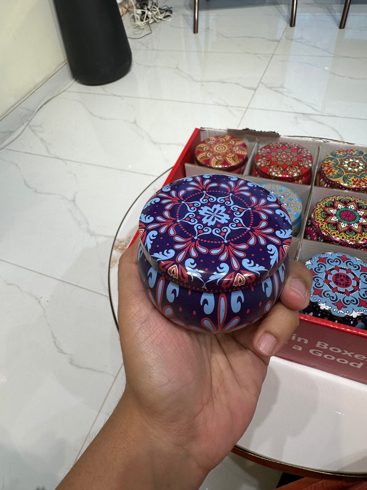 Ethnic Scented candles metal box