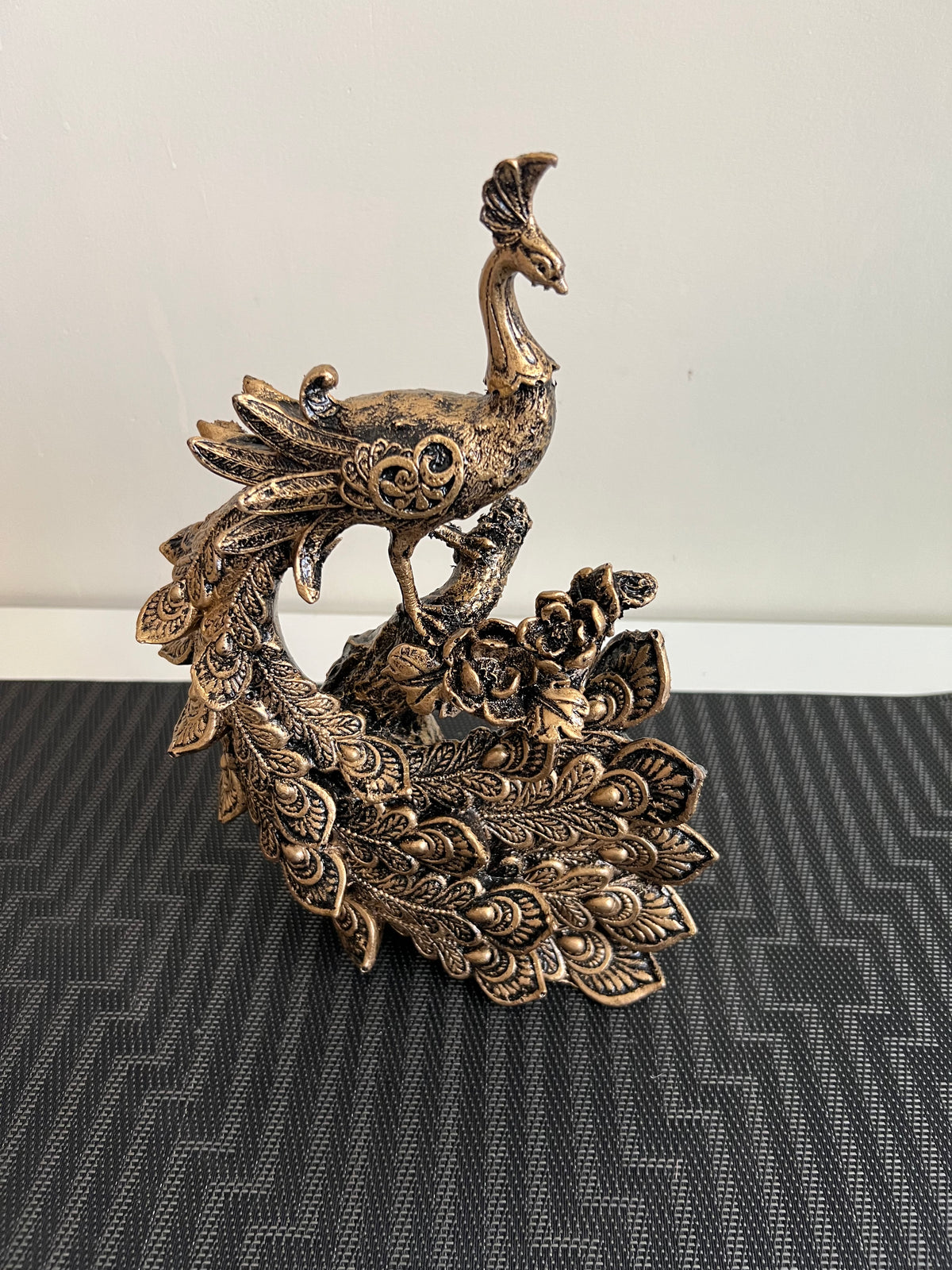 Peacock Sculpture Black Antique 02