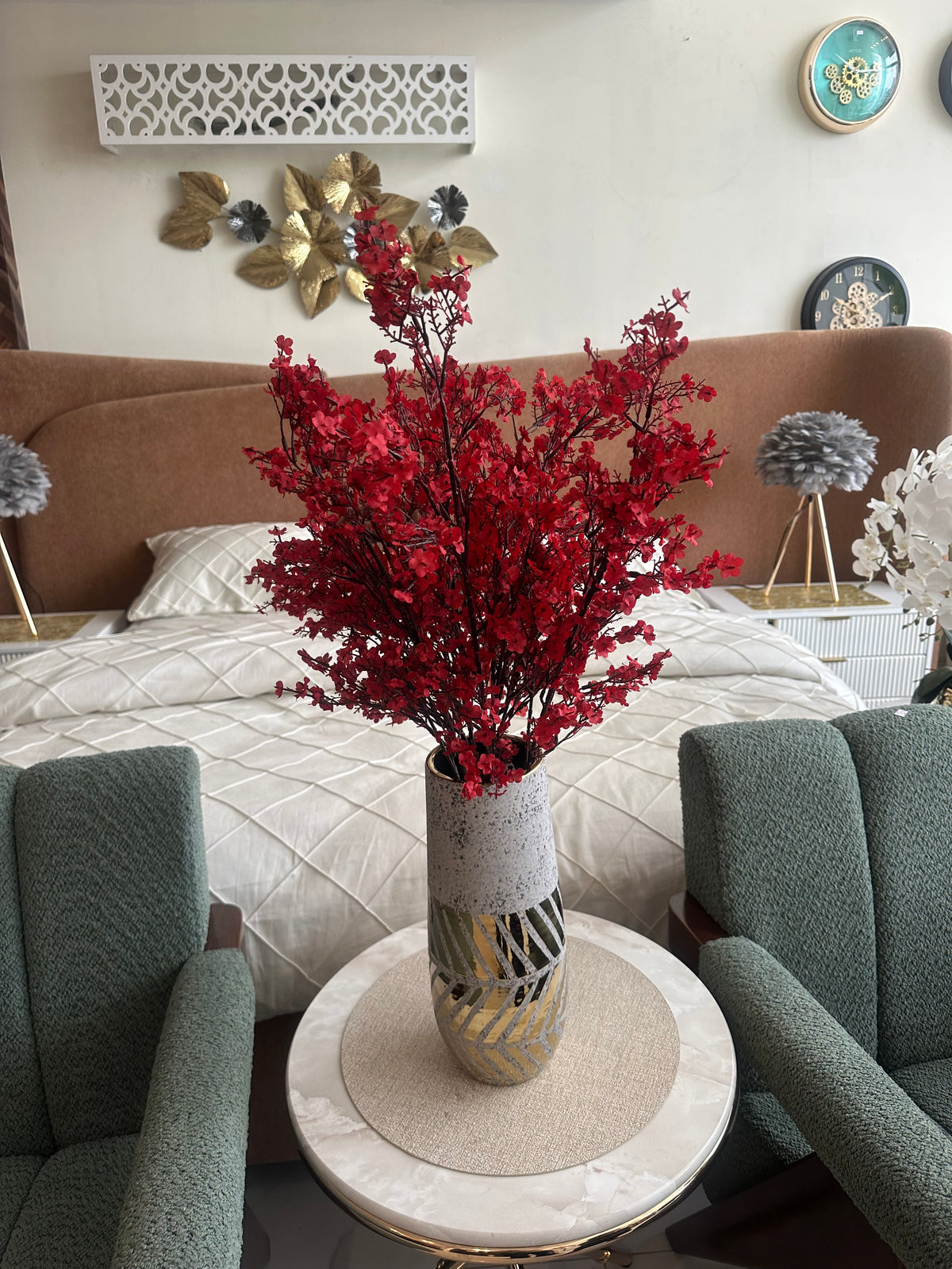 Faux Eucalyptus Spray Red