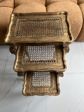 Cane Brown panther nesting table set of 3
