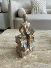 Book Reading Women Sculpture- white antique