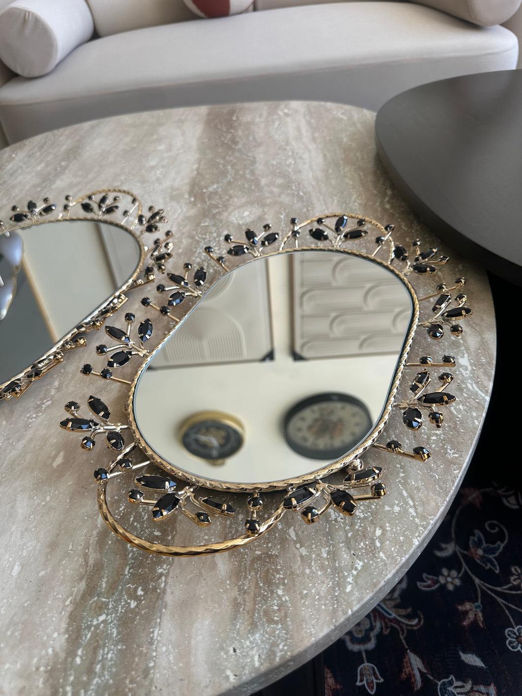 Gold with black crystals tray set