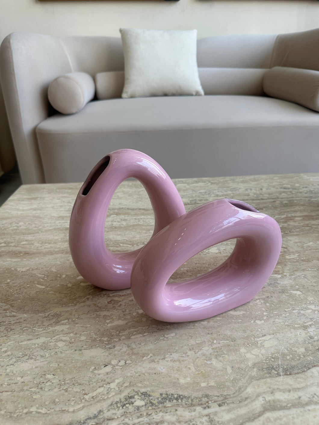 Ceramic Vase Set of 2 Pink