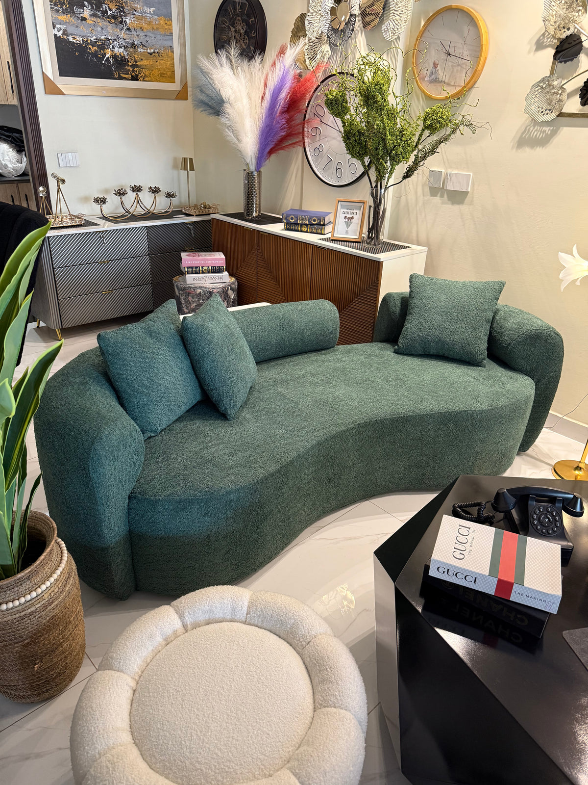 Isle boucle curved sofa