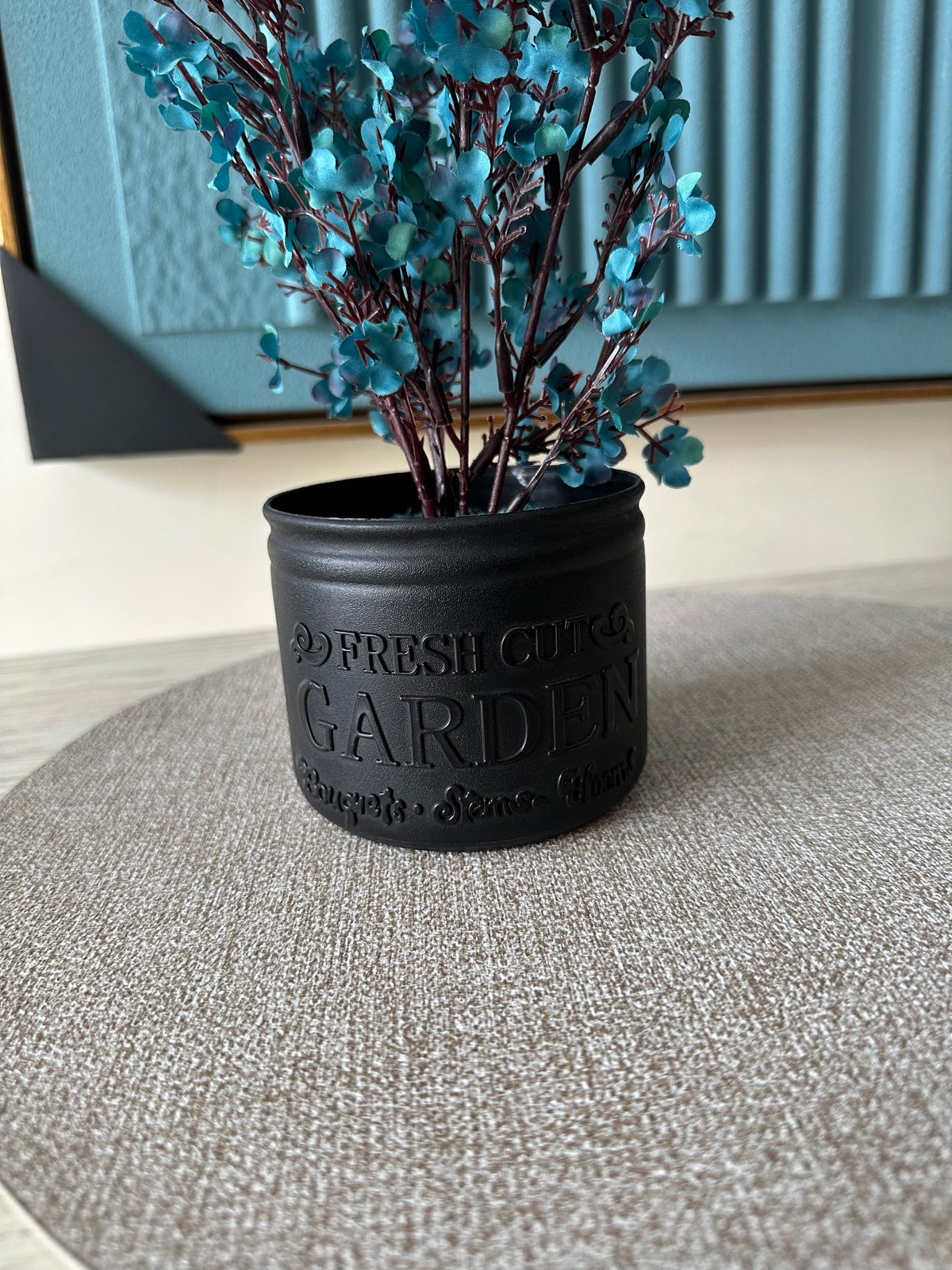 Blue Eucalyptus with Black Planter