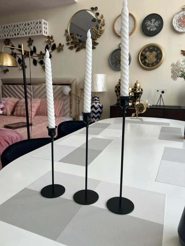 Set of 3 candle stands Black 005