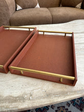 Antique Brown Leather Tray set with design 017