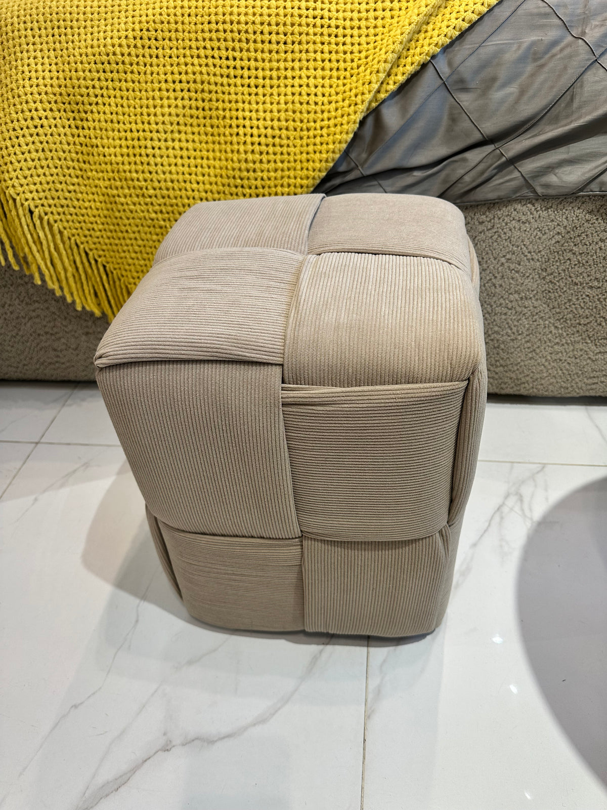 Quilted Stool Beige