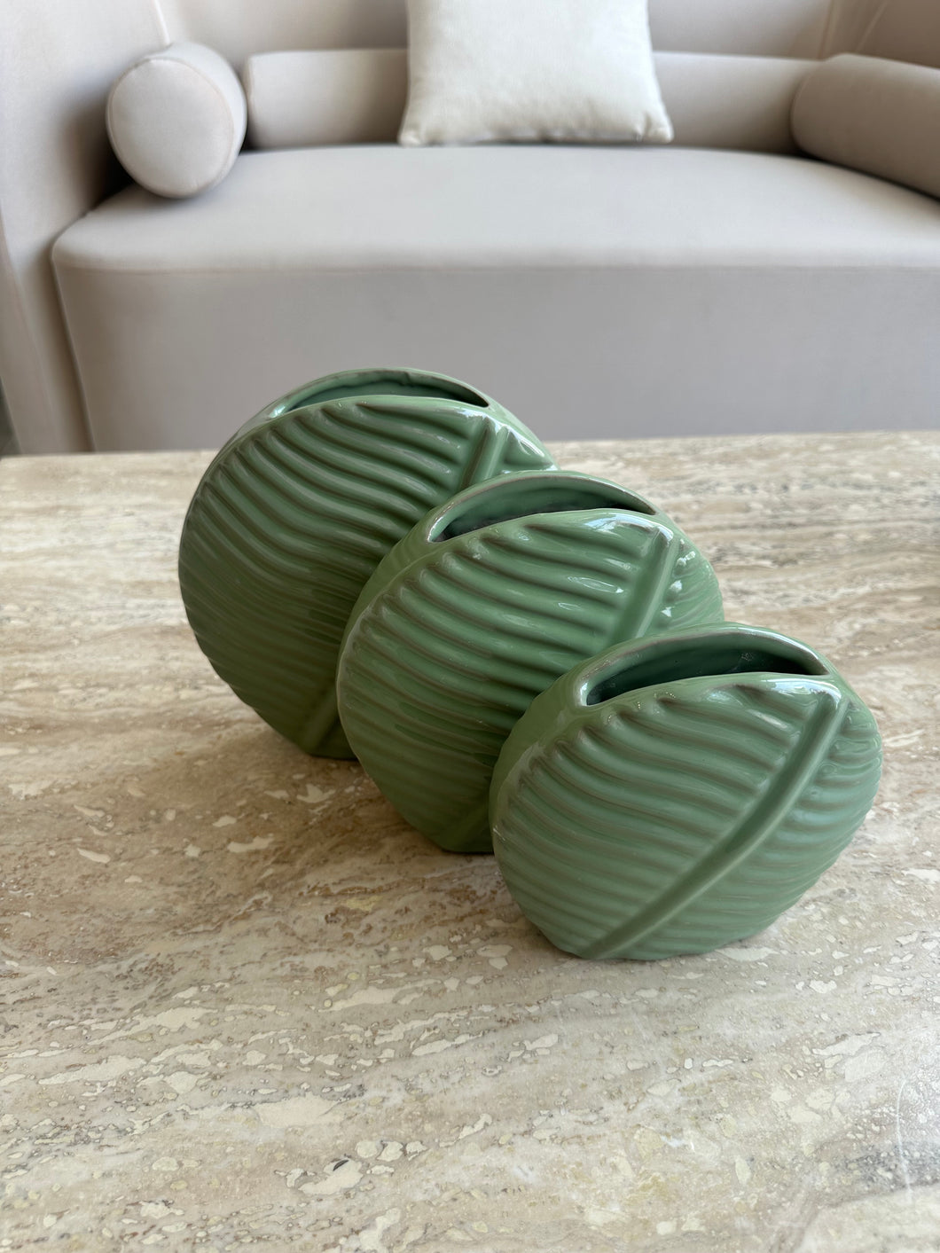 Leaf Vase set of 3 light green