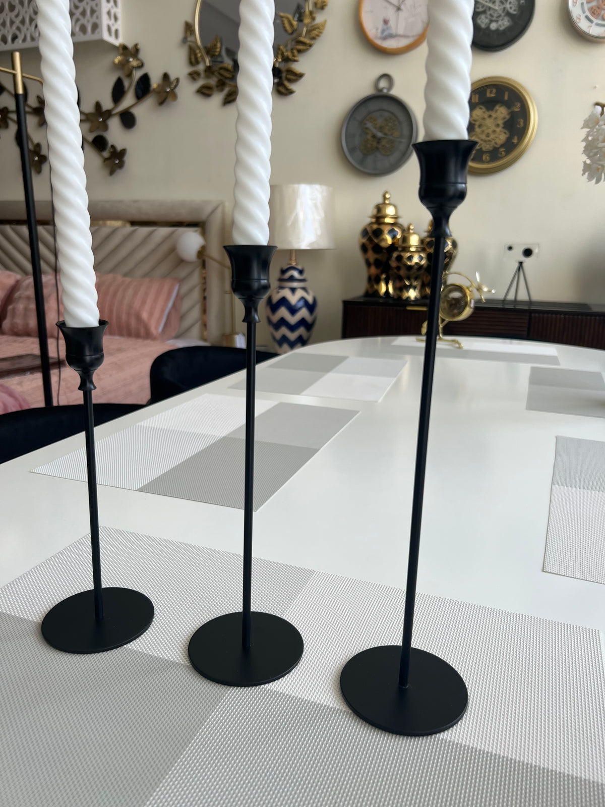 Set of 3 candle stands Black 005