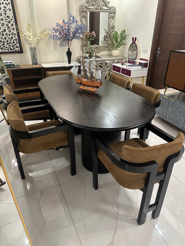 Black Ashwood Dinning Table with Ladderback Chairs