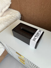 Leather Tissue box dark brown 015