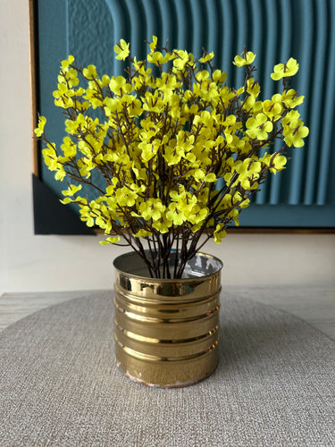 Yellow Eucalyptus with Gold Planter