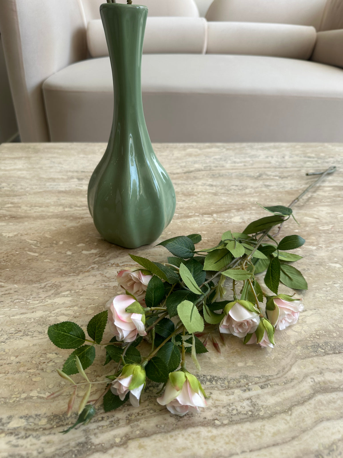 Small Rose flowers stem light pink