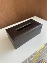 Leather Tissue box dark brown 014