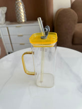 Square glass mug with glass lids