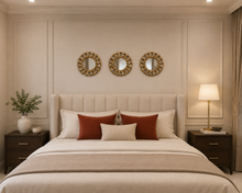 Gold Round wall Mirrors set of 3 001