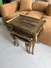 Cane Brown panther nesting table set of 3