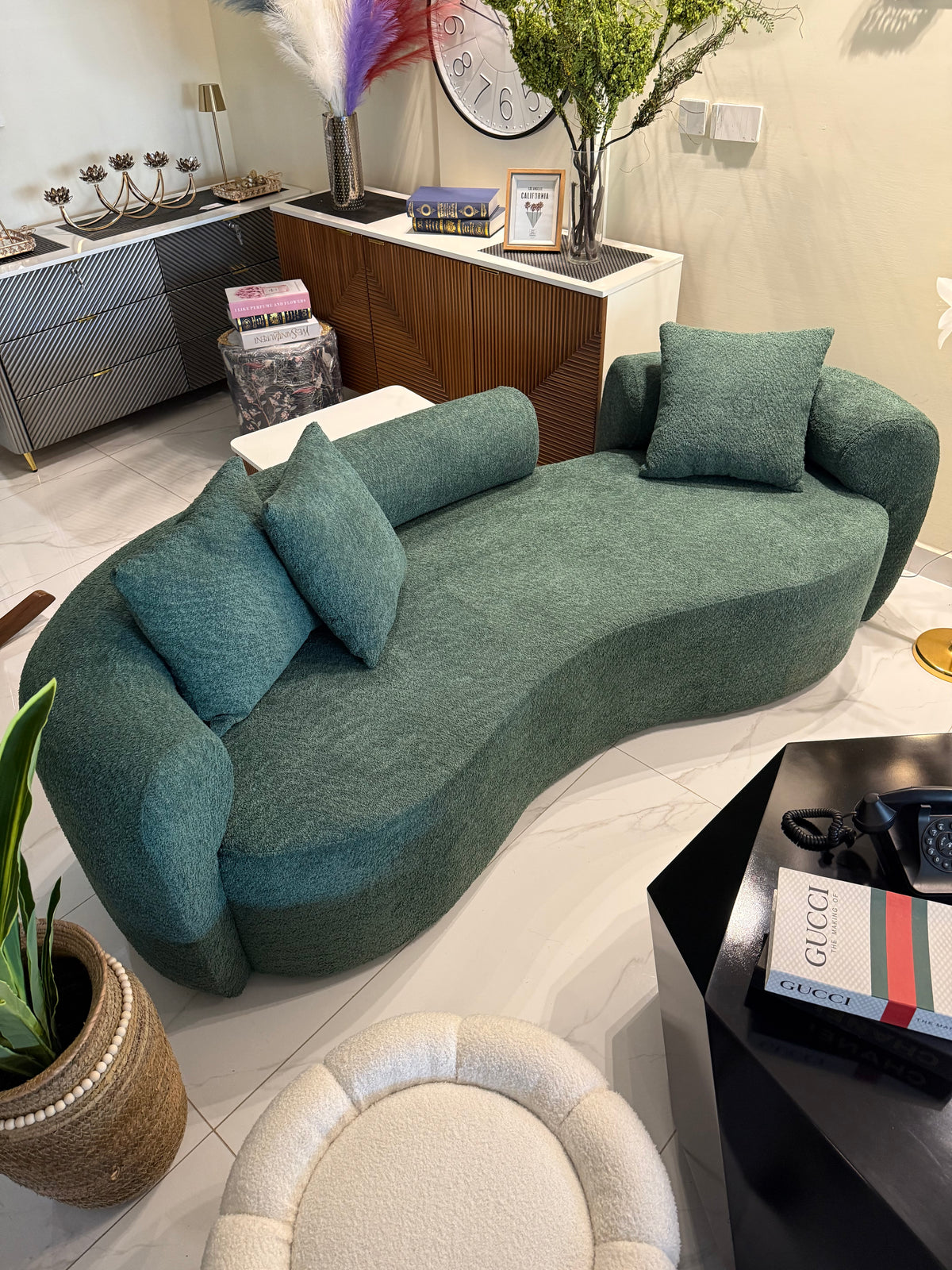Isle boucle curved sofa