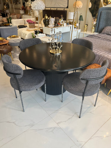 4 Seater Grey Boucle Dining Table