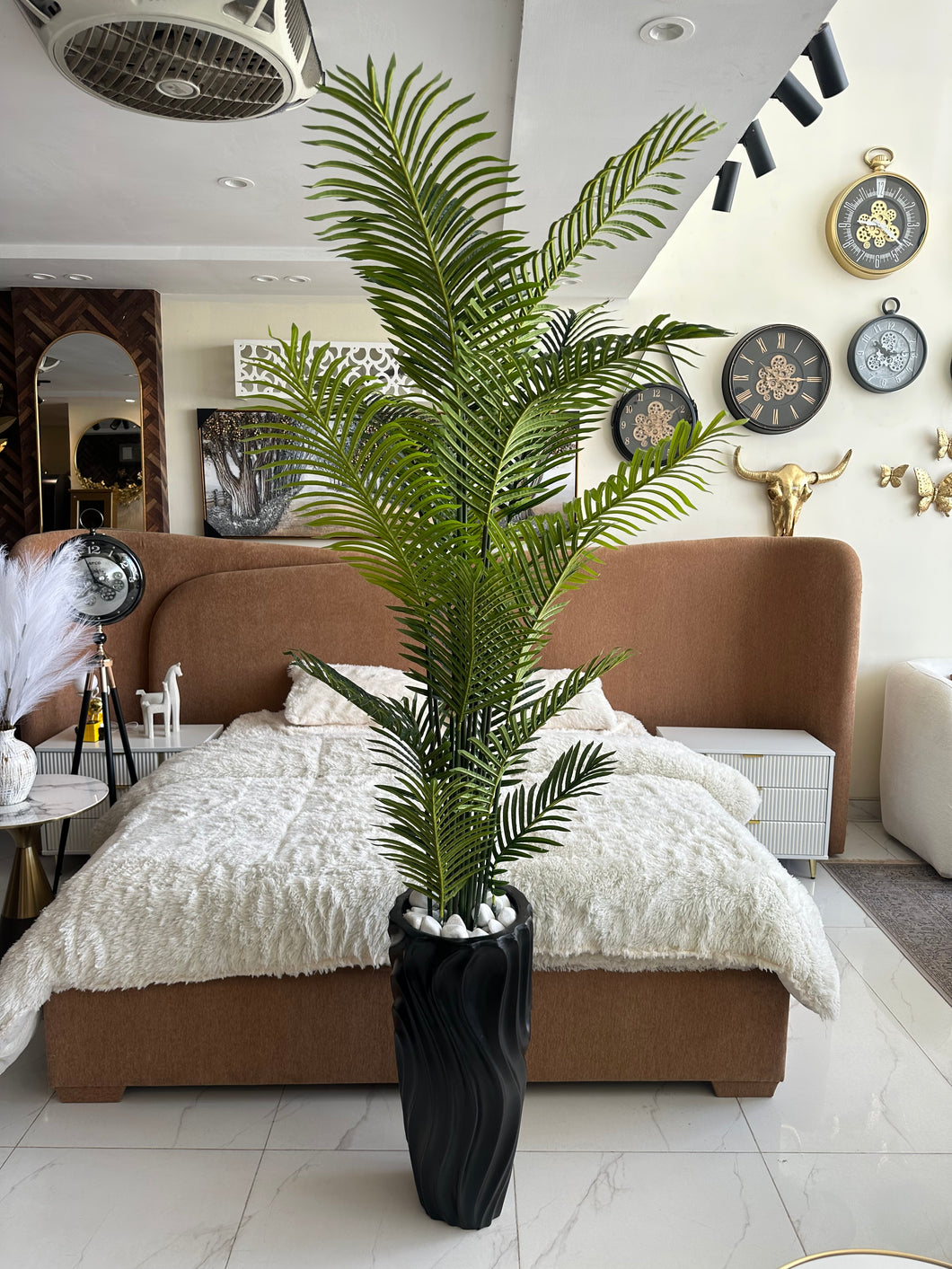 Areca Palm Tree with Large Black Planter 02
