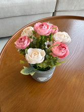 Flowers & Garden Grey Planter 004 Pink & Off White