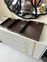 Leather Tray set Printed Brown
