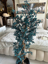 Faux Eucalyptus Blue flower Plant (medium) with Hugo planter Black