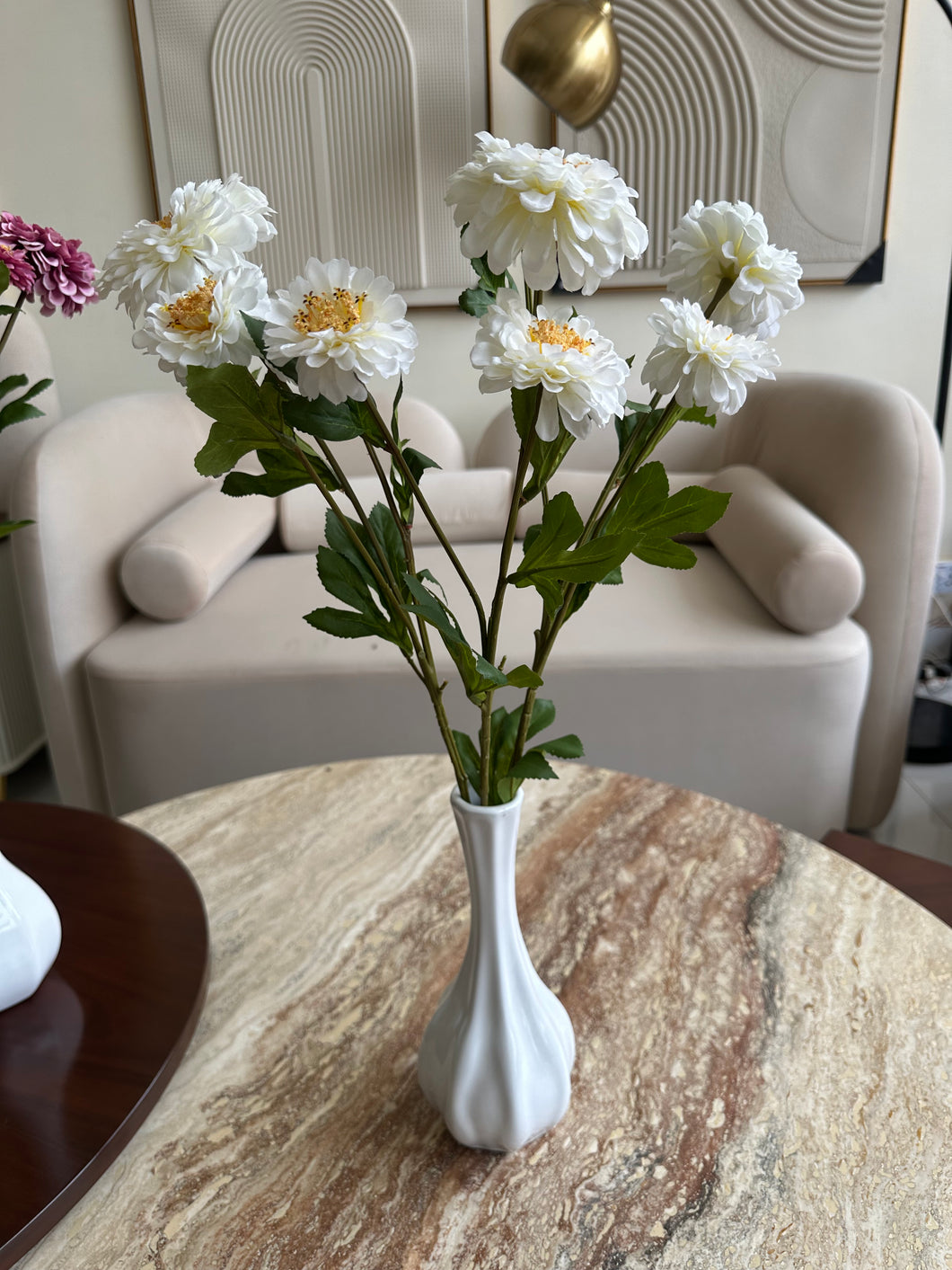 White Silk Dahlia Flower Stem