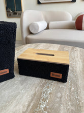 Black boucle tissue box and Storage box
