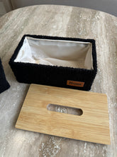 Black boucle tissue box and Storage box