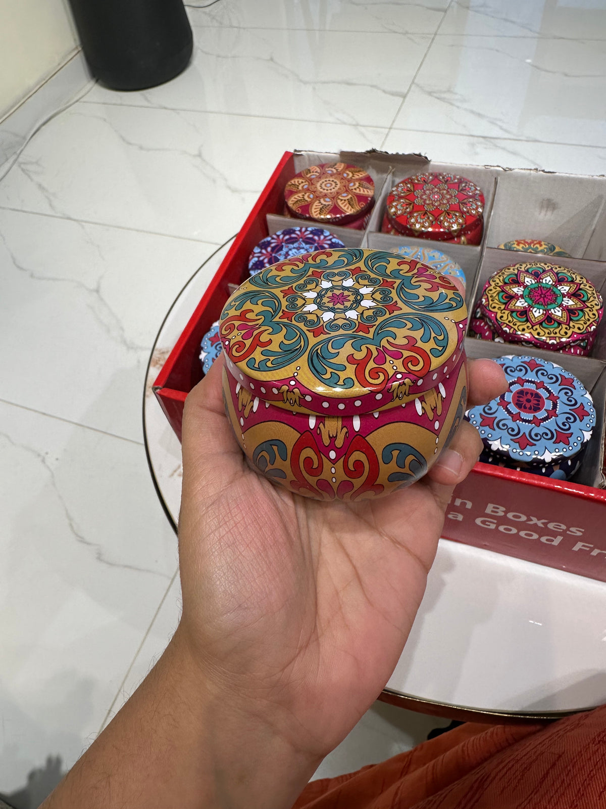 Ethnic Scented candles metal box
