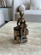 Book Reading Women Sculpture-Black Antique