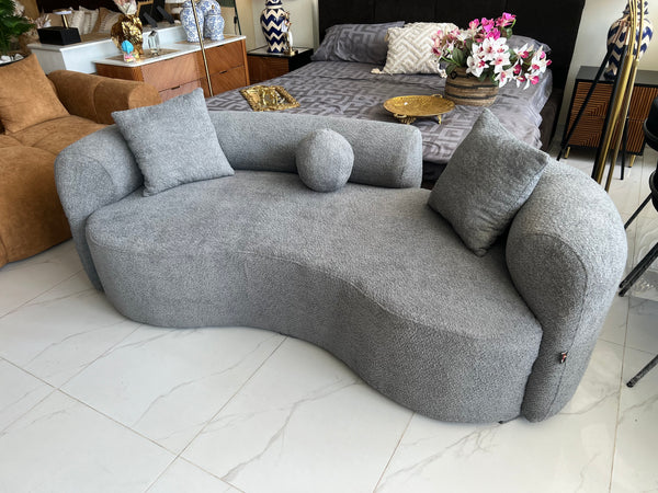 Grey Isle boucle curved sofa