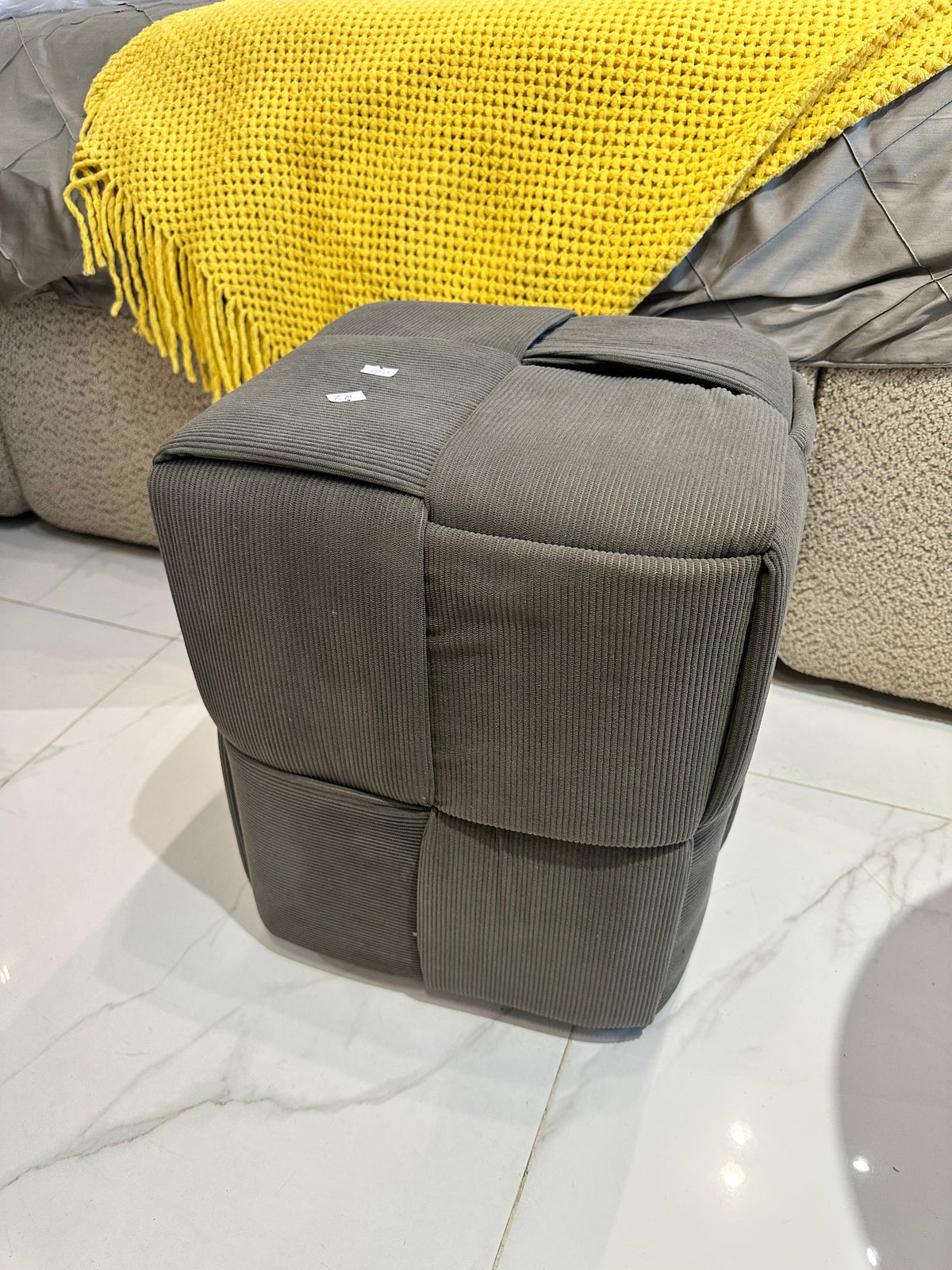 Quilted Stool Brown
