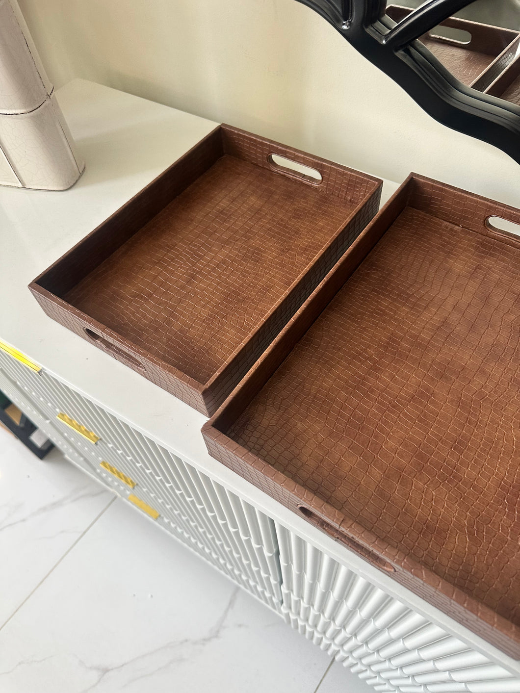 Leather Tray set Light Brown