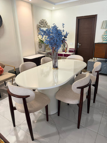 White Deco Dining Table Curve Back Chairs