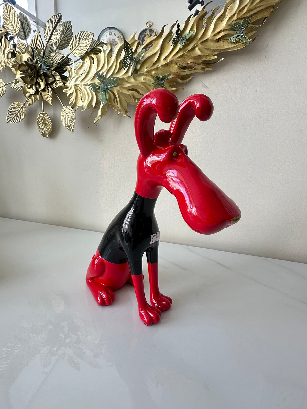 Ceramic Red Doggy Statue