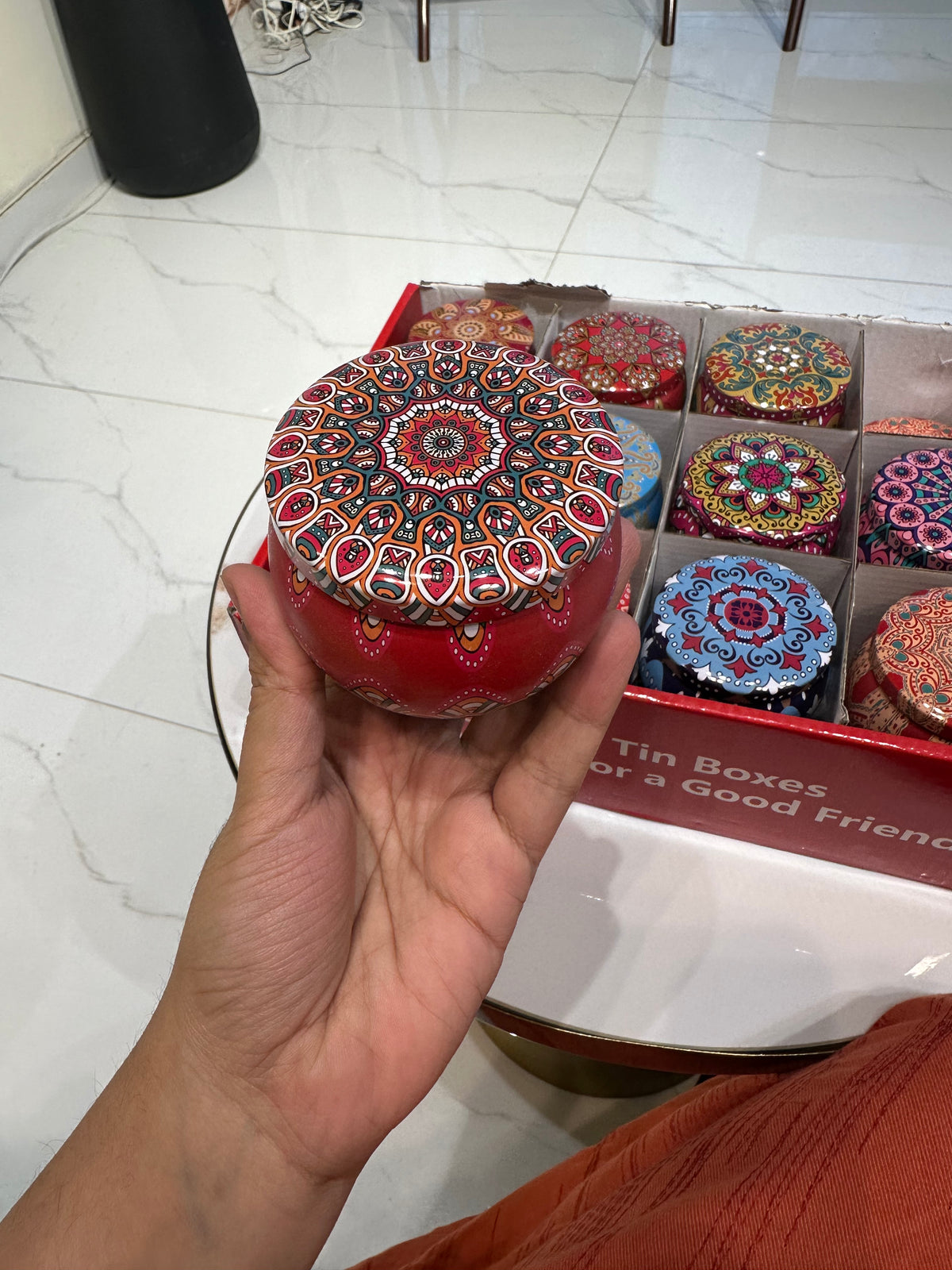 Ethnic Scented candles metal box