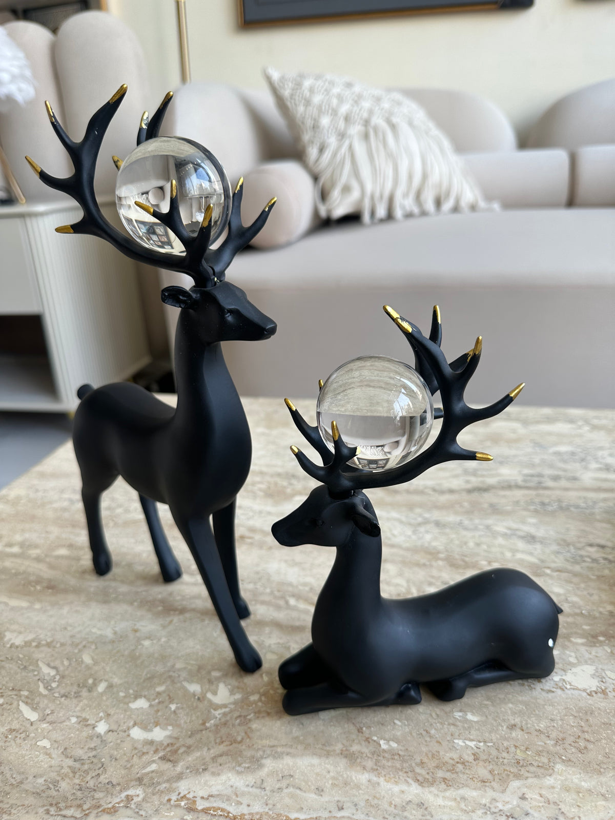 Regal Deer Sculpture set Black 002