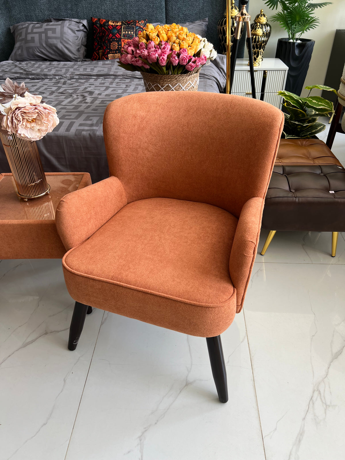 Allure Chair set Rust boucle