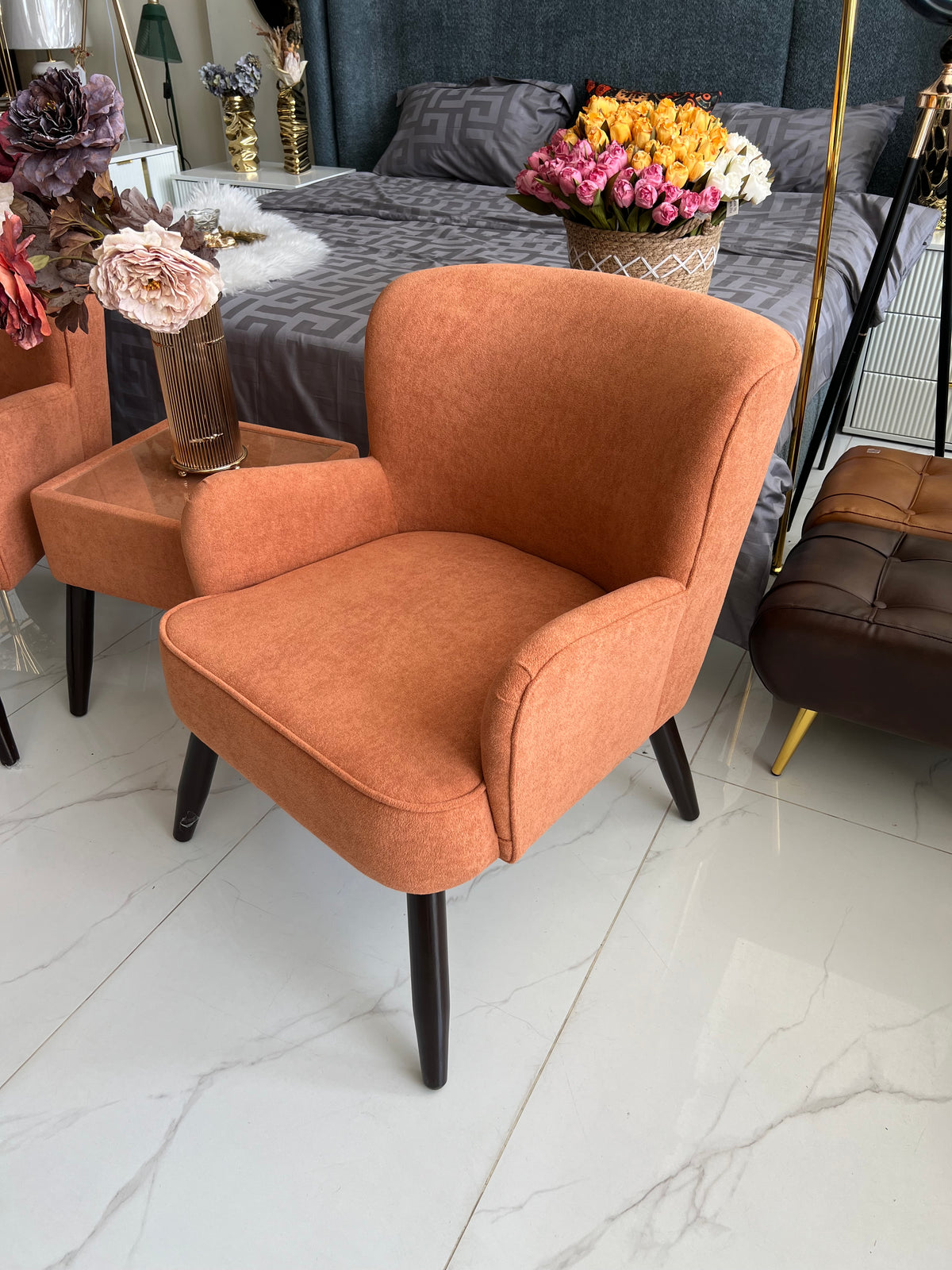 Allure Chair set Rust boucle
