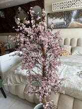 Faux Eucalyptus light pink flower Plant (medium) with Hugo planter White