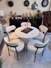 White Boucle Dining Table