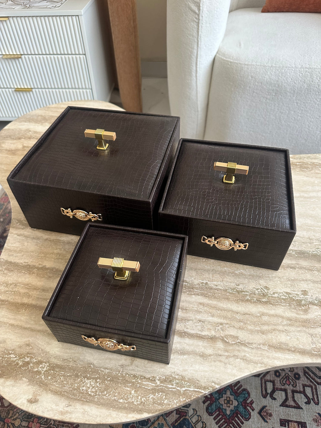 Leather Storage Box/ jewellery box Dark brown