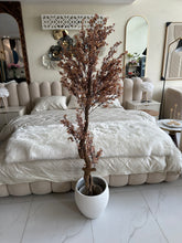 Faux Eucalyptus Beige flower Plant (medium) with Hugo planter White
