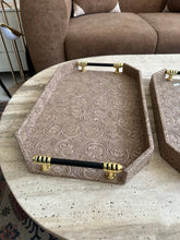 Taupe Leather Tray set with design 022