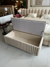 Beige Boucle Storage Puffy