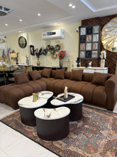 L shape Dark Brown beary Sofa 6 seater