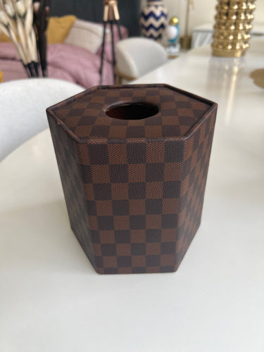 Leather Tissue box round 04